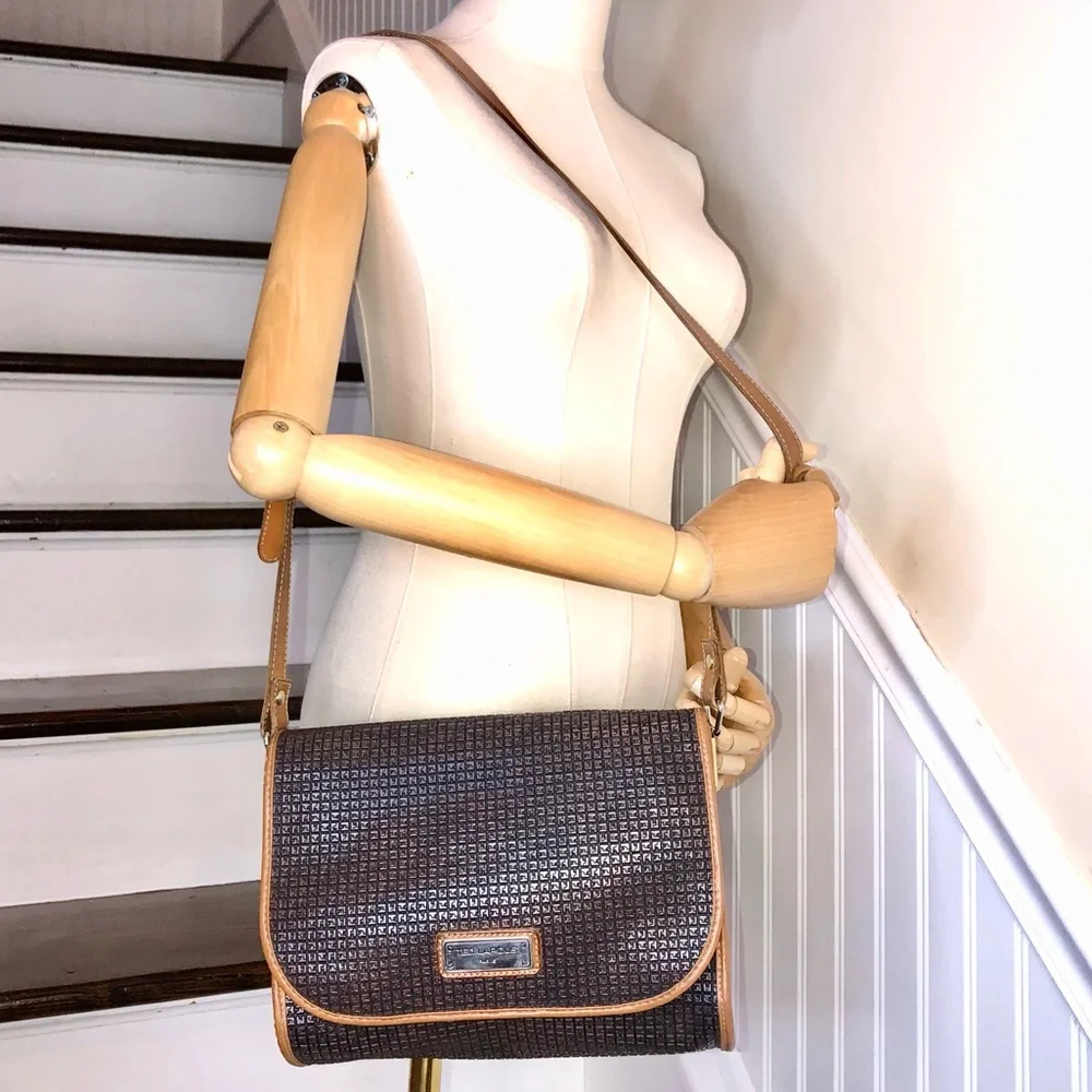 TED LAPIDUS Paris Monogram Leather PVC Crossbody Strap Shoulder Bag RARE HTF